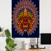 Tribal Warrior King ritueel masker Poster (Thuiskantoor)