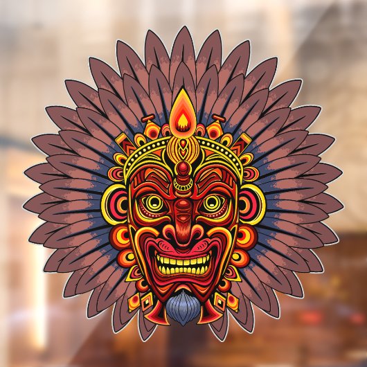 Tribal Warrior King ritueel masker Raamsticker (Vel 2)