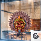 Tribal Warrior King ritueel masker Raamsticker (Cafe Raam)