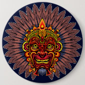 Tribal Warrior King ritueel masker Ronde Button 6,0 Cm (Voorkant)