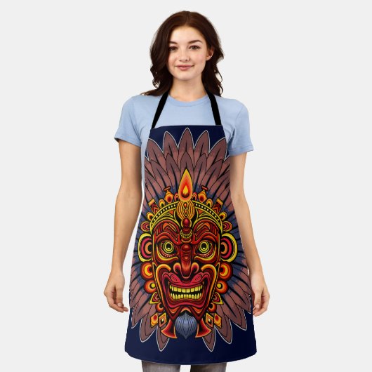 Tribal Warrior King ritueel masker Schort (Gedragen)