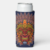 Tribal Warrior King ritueel masker Seltzer Blikjeskoeler (Seltzer Voorkant)