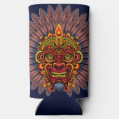 Tribal Warrior King ritueel masker Seltzer Blikjeskoeler (Achterkant)