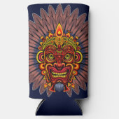 Tribal Warrior King ritueel masker Seltzer Blikjeskoeler (Voorkant)
