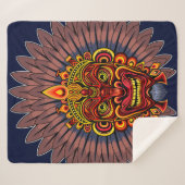 Tribal Warrior King ritueel masker Sherpa Deken (Voorkant (horizontaal))