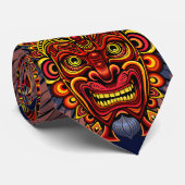 Tribal Warrior King ritueel masker Stropdas (Opgerold)