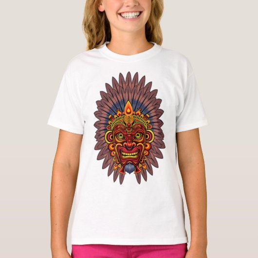 Tribal Warrior King ritueel masker T-shirt (Voorkant)