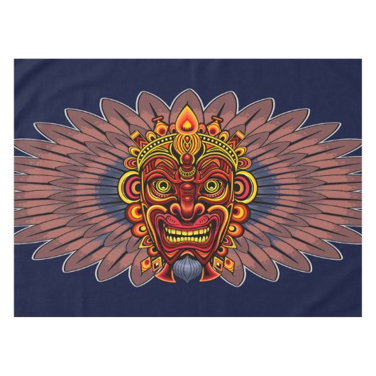 Tribal Warrior King ritueel masker Tafelkleed (Voorkant (Horizontaal))