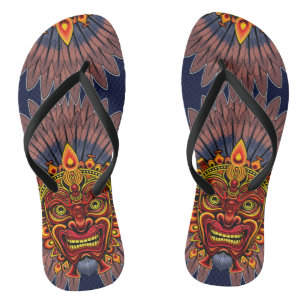 Tribal Warrior King ritueel masker Teenslippers