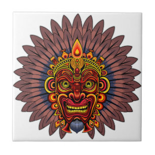 Tribal Warrior King ritueel masker Tegeltje