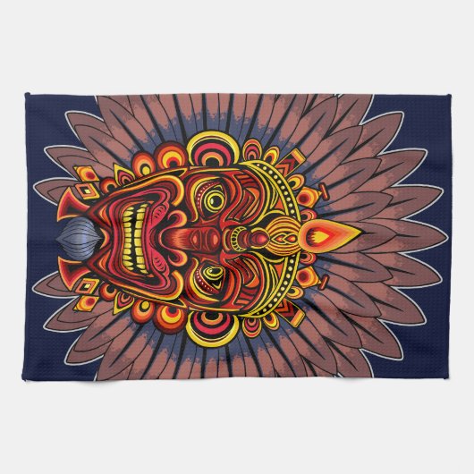 Tribal Warrior King ritueel masker Theedoek (Horizontaal)