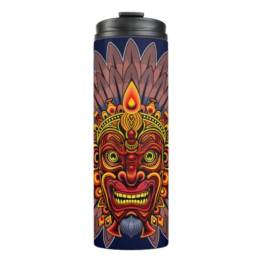 Tribal Warrior King ritueel masker Thermosbeker (Voorkant)
