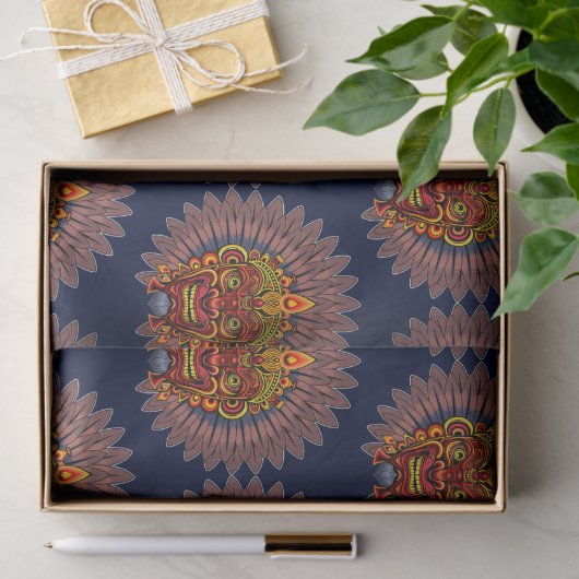 Tribal Warrior King ritueel masker Tissuepapier (Geschenk)