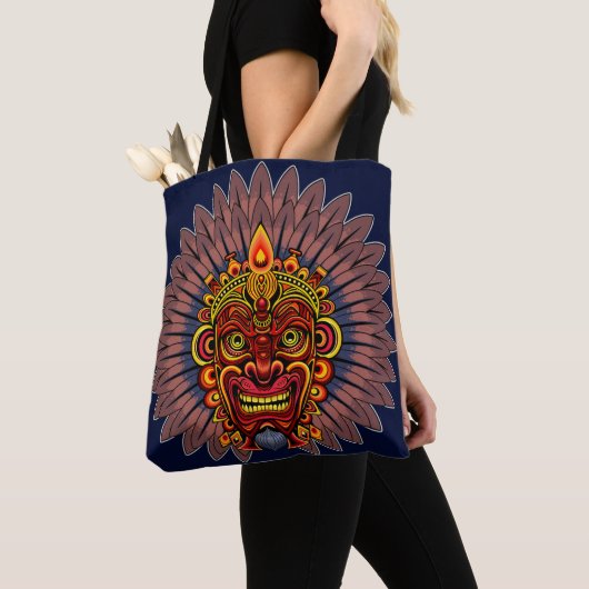 Tribal Warrior King ritueel masker Tote Bag (Dichtbij)