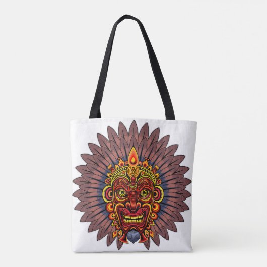 Tribal Warrior King ritueel masker Tote Bag (Achterkant)