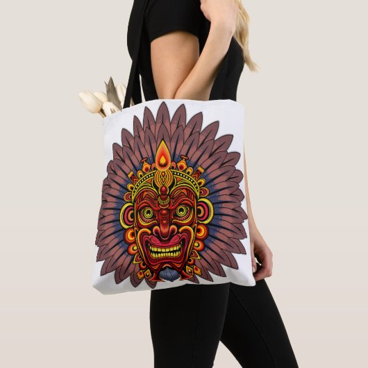 Tribal Warrior King ritueel masker Tote Bag (Dichtbij)