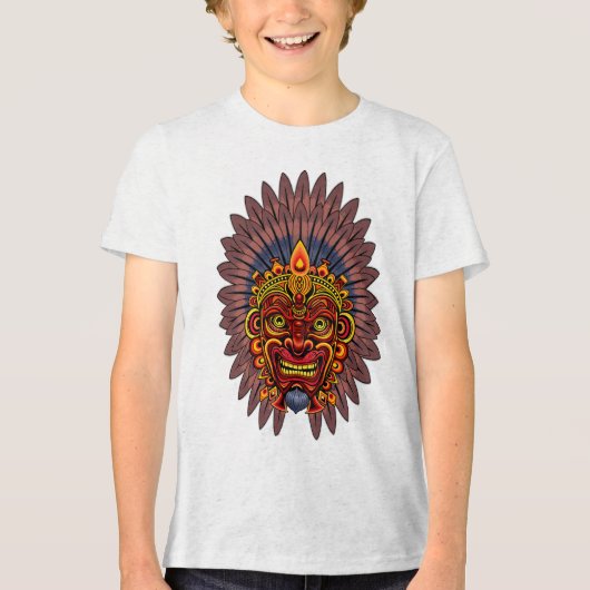 Tribal Warrior King ritueel masker Tri-Blend Shirt (Voorkant)