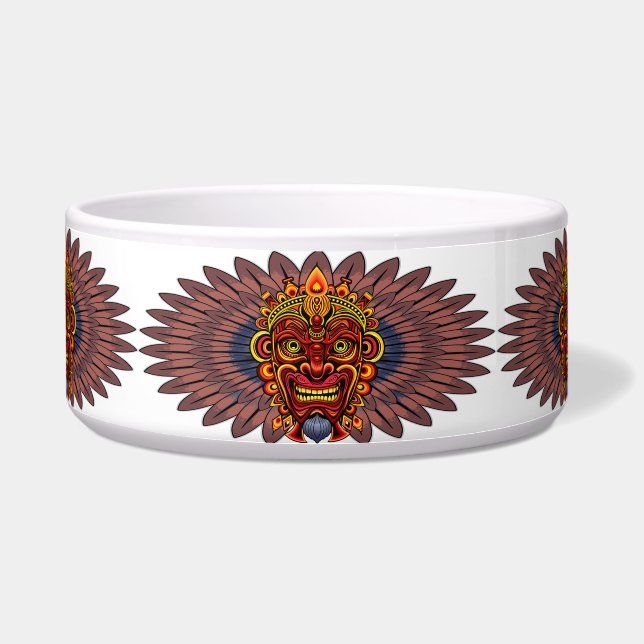 Tribal Warrior King ritueel masker Voerbakje (Voorkant)