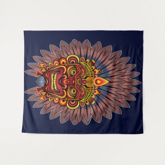 Tribal Warrior King ritueel masker Wandkleed (Voorkant (horizontaal))