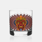 Tribal Warrior King ritueel masker Whisky Glas (Achterkant)