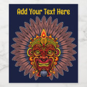 Tribal Warrior King ritueel masker Wijn Etiket (Enkel label)