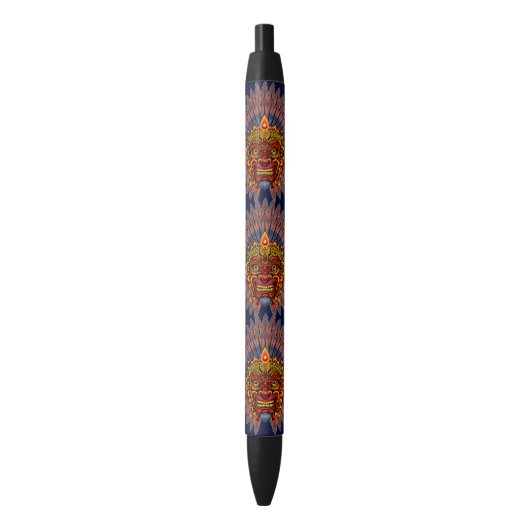 Tribal Warrior King ritueel masker Zwarte Inkt Pen (Voorkant Verticaal)