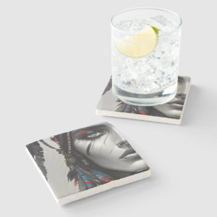 Tribal Warrior Stenen Onderzetter