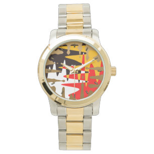 Tribal Watch Modern 4 Naties Kunst Horloge
