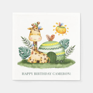 Tribal Waterverf Giraffe Safari Happy Birthday Servet