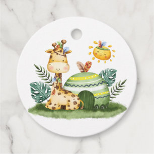 Tribal Waterverf Giraffe Safari Verjaardagsfeest Bedankjes Labels