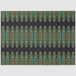 Tribal Western Blauwgroen Bruin Kunstpatroon Bull  Tissuepapier