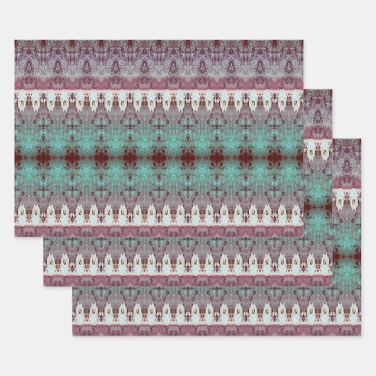 Tribal Western Patroon Blauwgroen Bull Koe Skull L Inpakpapier Vel (Set)