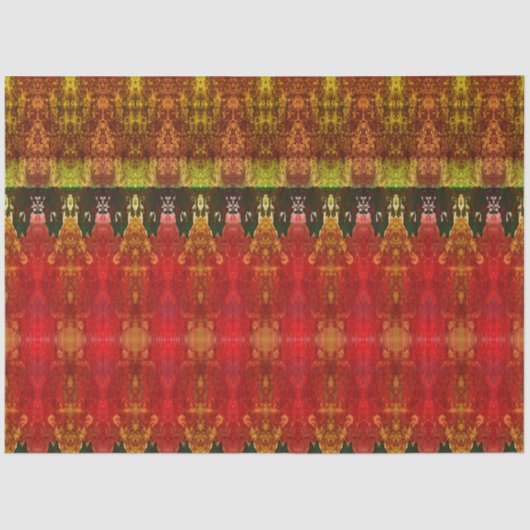 Tribal Western Rood Bruin Geel Patroon Bull Skull Tissuepapier (Voorkant)