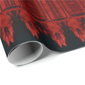 Tribal Western Rood Zwart Art Pattern Bull Skull Cadeaupapier (Rol Hoek)