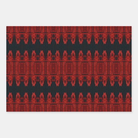 Tribal Western Rood Zwart Art Pattern Bull Skull Inpakpapier Vel (Voorkant 2)