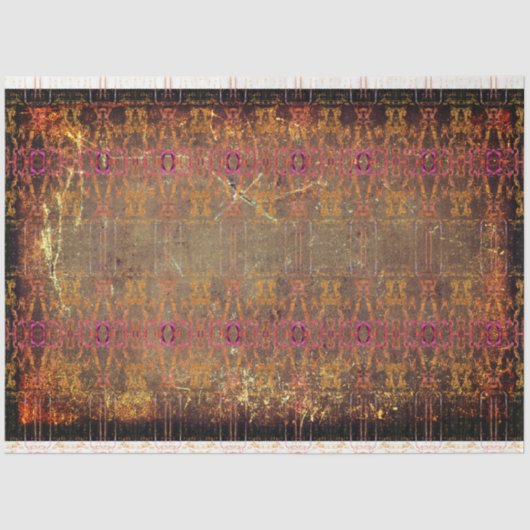 Tribal Western Rust Bruin Paarse Textuur Patroon Tissuepapier (Voorkant)