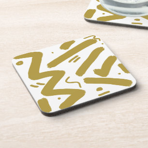 Tribal White en Gold Bier Onderzetter