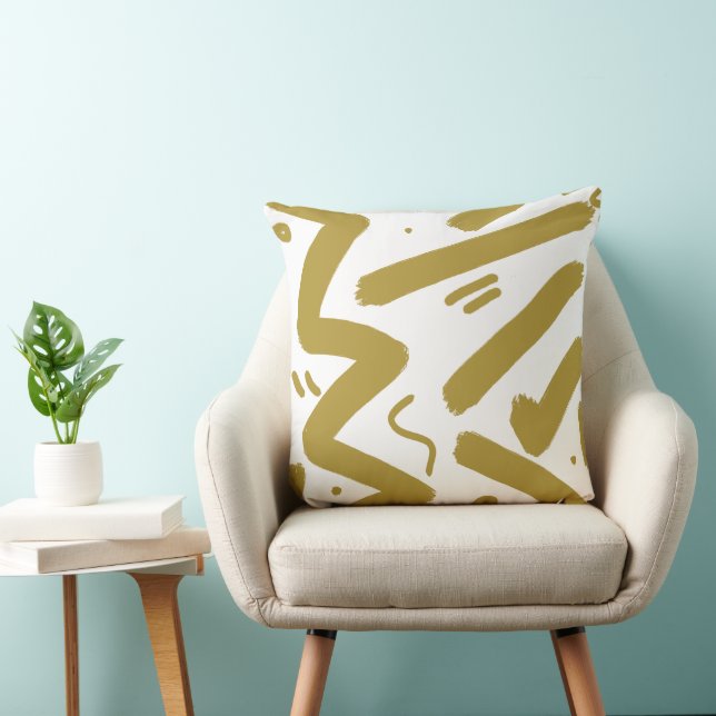 Tribal White en Gold Kussen (Stoel)