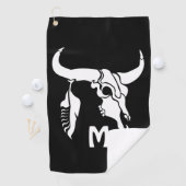 Tribal White Longhorn Bull Skull w White Feather Golfhanddoek (Insitu)