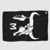 Tribal White Longhorn Bull Skull w White Feather Golfhanddoek (Horizontaal)