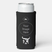 Tribal White Longhorn Bull Skull w White Feather Seltzer Blikjeskoeler (Seltzer Voorkant)