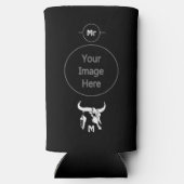 Tribal White Longhorn Bull Skull w White Feather Seltzer Blikjeskoeler (Achterkant)