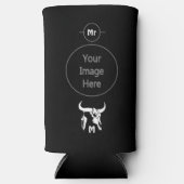 Tribal White Longhorn Bull Skull w White Feather Seltzer Blikjeskoeler (Voorkant)