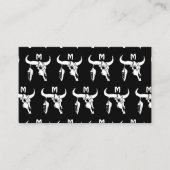 Tribal White Longhorn Bull Skull w White Feather Visitekaartje (Voorkant)