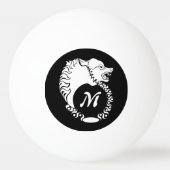 Tribal White Wolf Head Silhouette Laurel Monogram Pingpongbal (Voorkant)