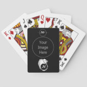 Tribal White Wolf Head Silhouette Laurel Monogram Pokerkaarten (Achterkant)