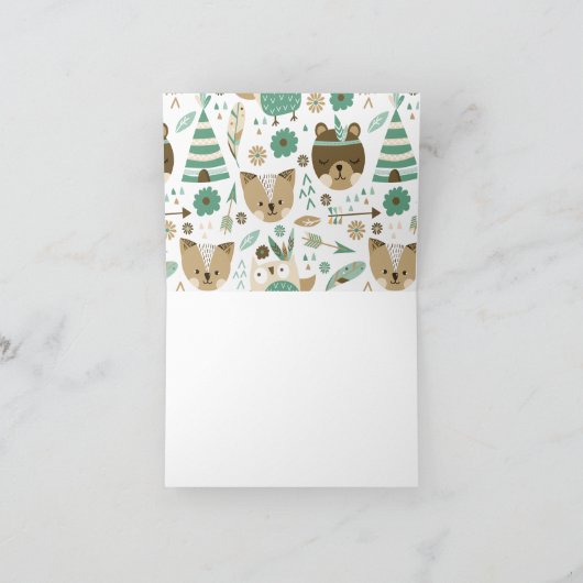 Tribal Wild One Baby shower dank u nota Bedankkaart (Binnen)