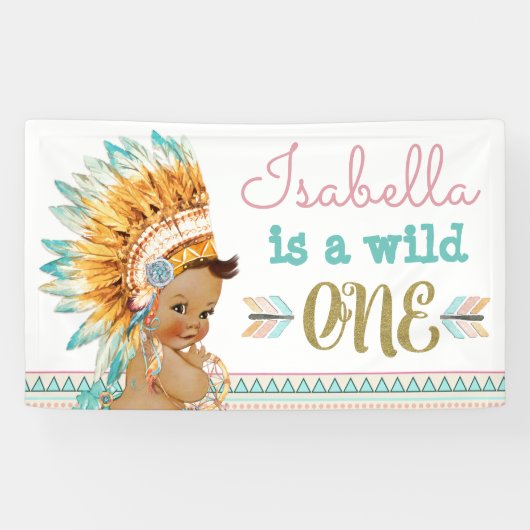 Tribal Wild One Birthday Banner 1e verjaardag (Horizontaal)