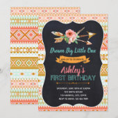 Tribal Wild One First Birthday Uitnodiging (Voorkant / Achterkant)