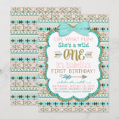 Tribal Wild One verjaardagsfeestje uitnodiging (Voorkant / Achterkant)